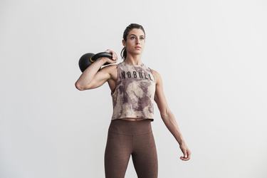 Nobull Muscle Tie-Dye Women's Tank Tops Brown | Australia (GJ0396)